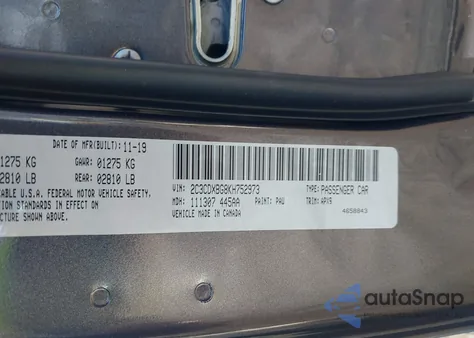 2019 Dodge Charger Sxt from USA, damaged, VIN 2C3CDXBG8KH752973